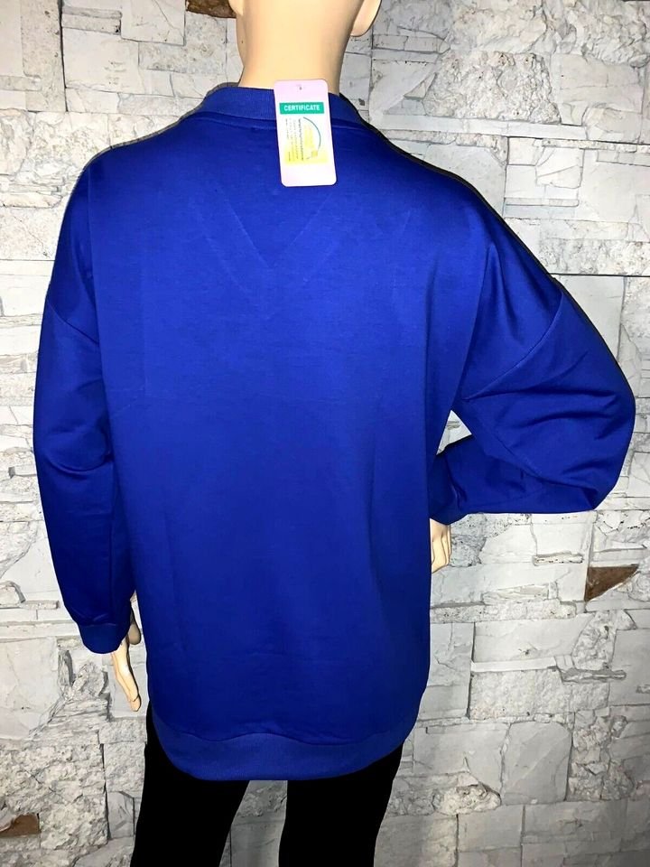 Tunika Long Bluse Sweatshirt  in gr 38-46  Farbe Royalblau  Print Strass  Blink Blink    Neu mit Etikett
