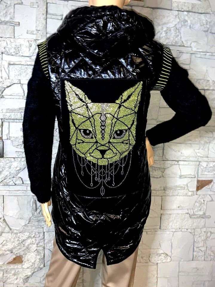 Tolle Weste Überwurf Mantel  in gr 38-44  Farbe Schwarz Lack  Gesteppt