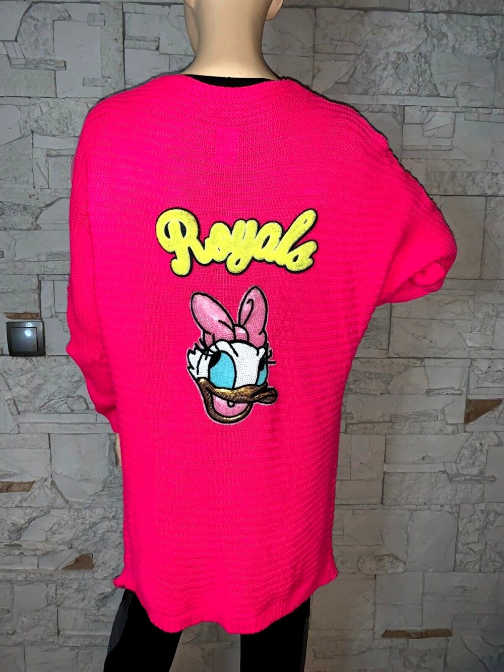 Cardigan Long Pullover Jacke  in gr 38-46 Farbe Pink Bunt Grobstrick Neu mit Etikett