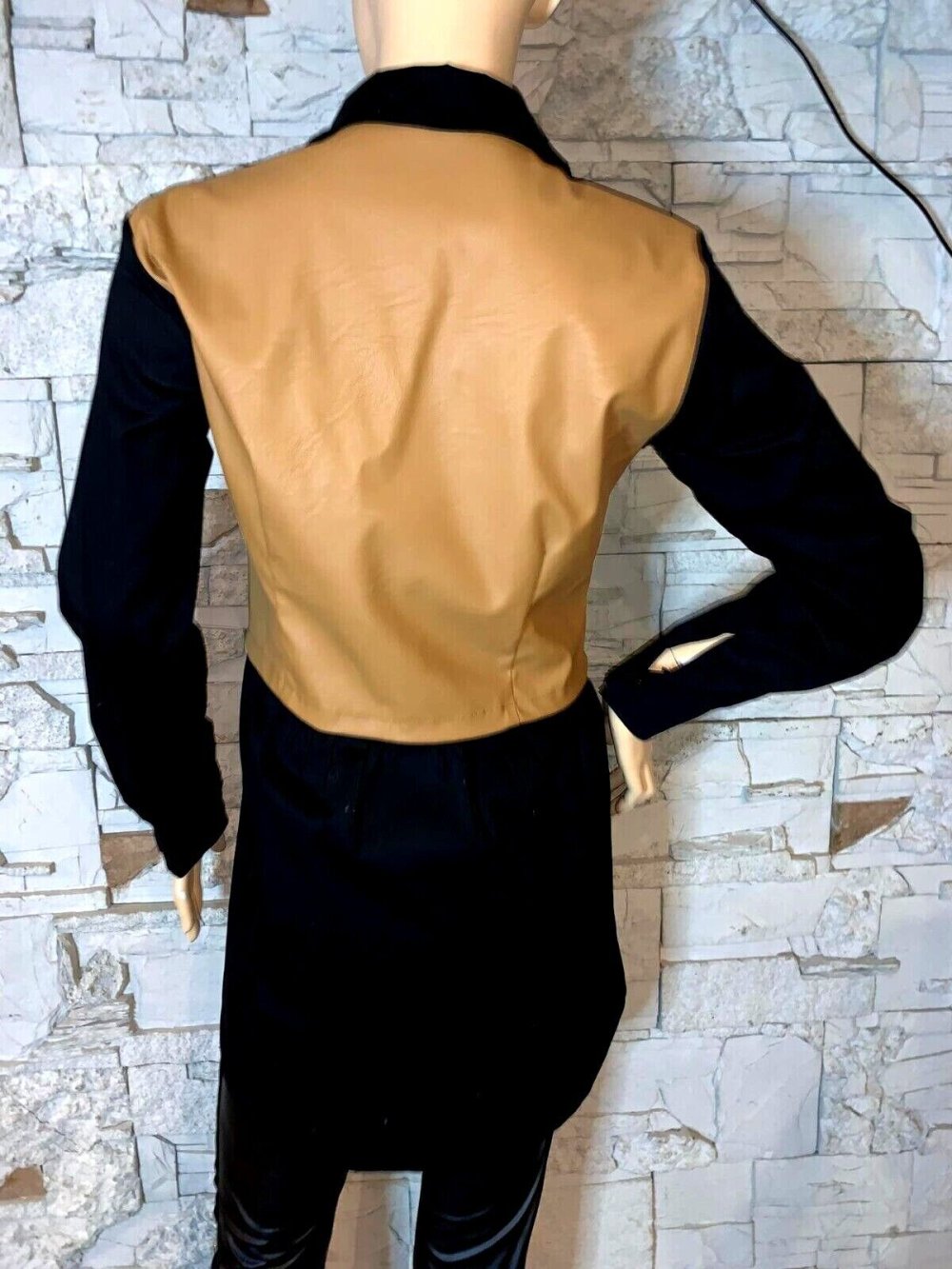 Long Bluse Leder Optik  in gr 38-42 Farbe Schwarz Braun Baumwolle Neu AA - 50 cm Länge - 86 cm
