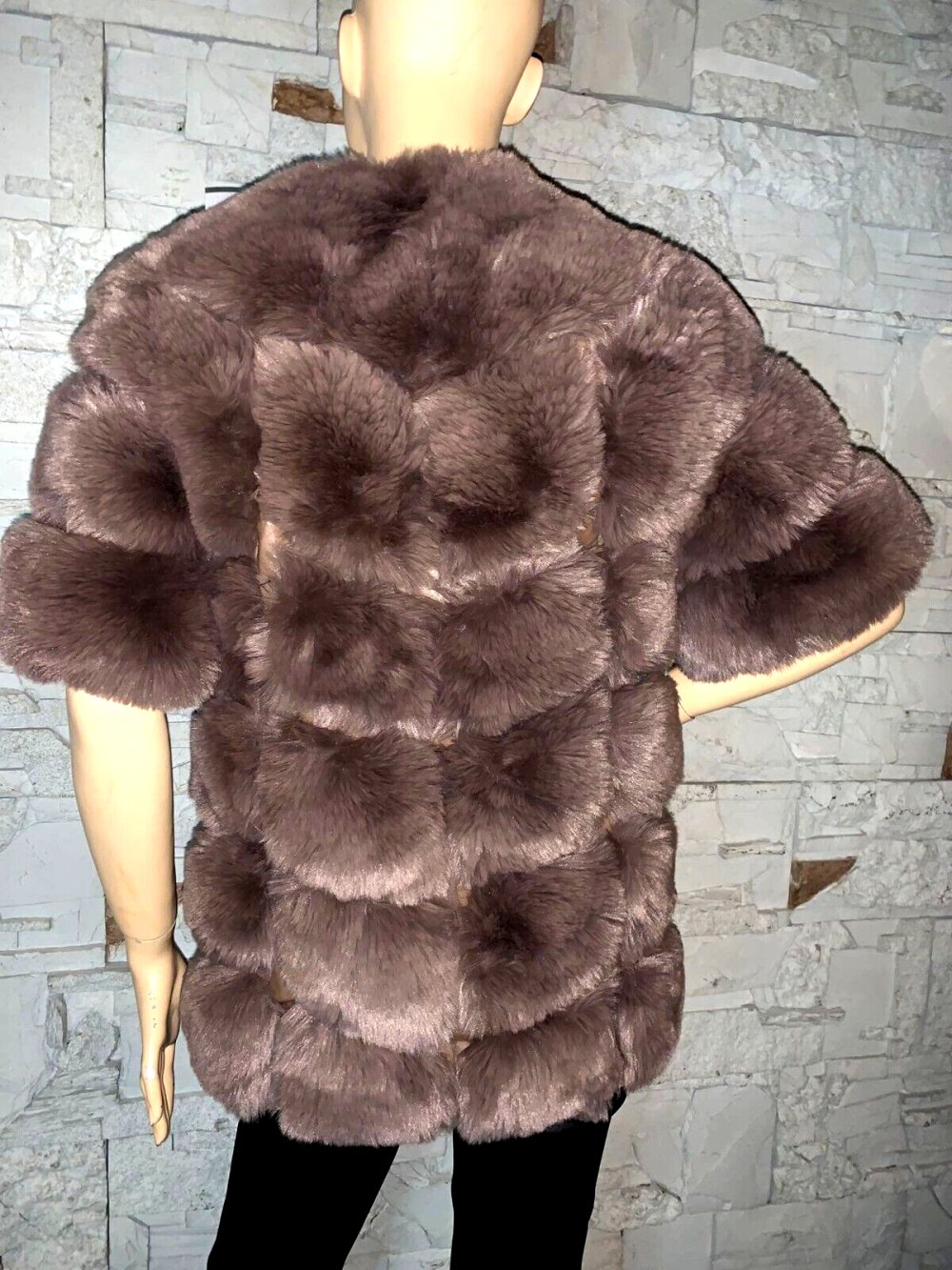 Tolle Winterweste Jacke Kunstpelz   in gr XL  Farbe Braun  Leder Look    Neu 