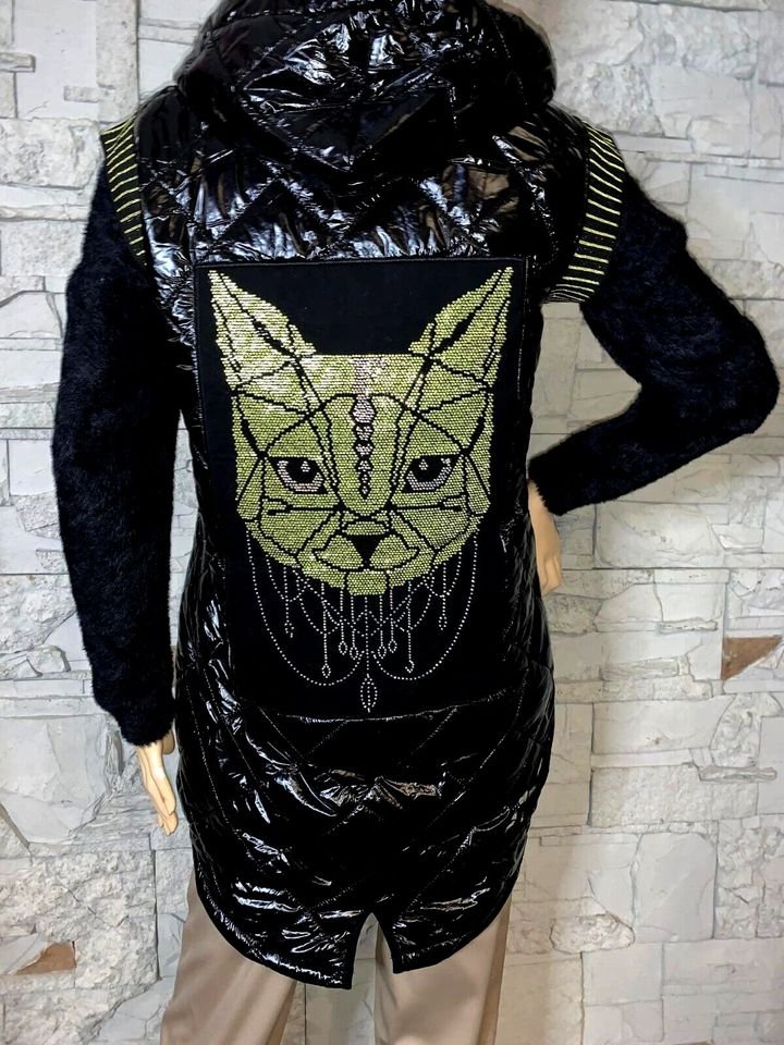 Tolle Weste Überwurf Mantel  in gr 38-44  Farbe Schwarz Lack  Gesteppt