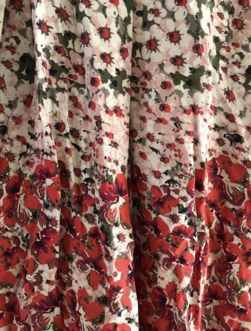 Weiß Rot Blumem Muster MIDI Rock