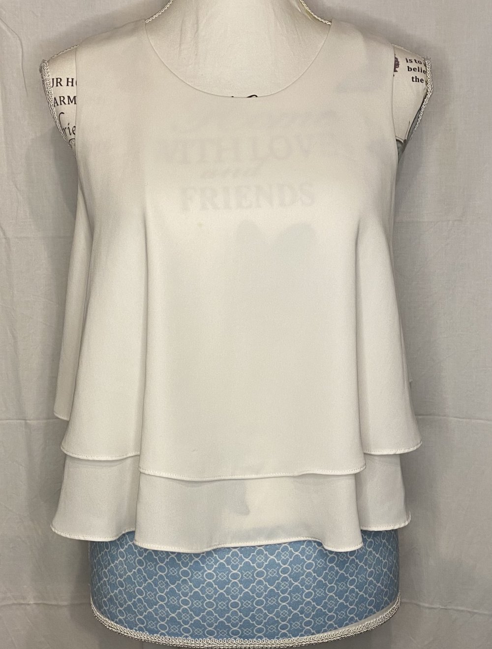 Weißes Lageb Blusen Top