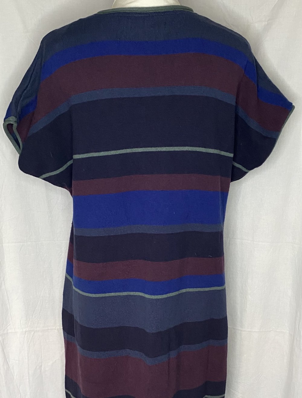 Blau Rot-Lila Grau Gestreiftes Strick T-Shirt Kleid