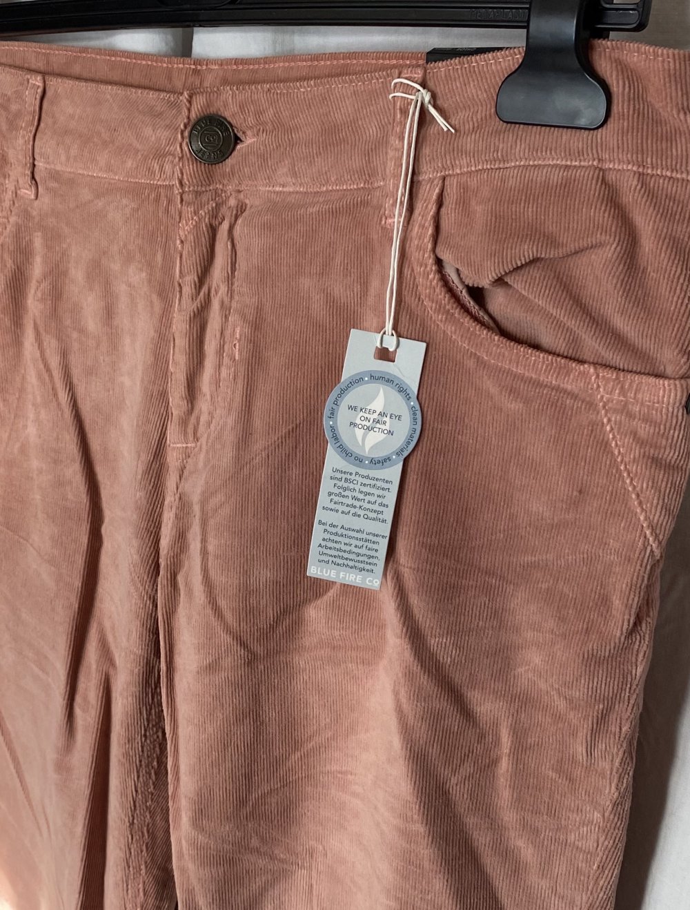 Rosa Samt Cord Skinny Low Hose