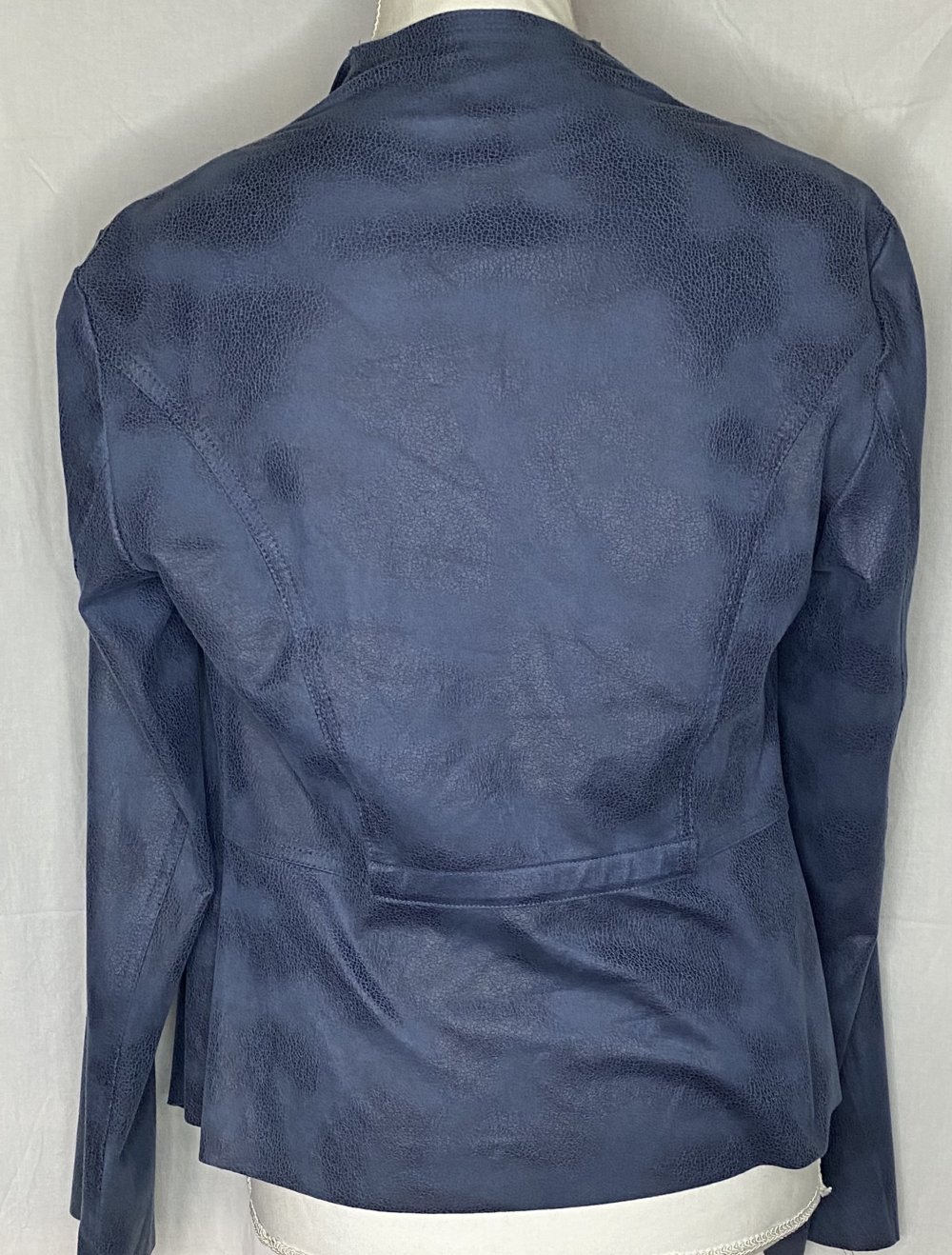 Blau Grauer Blazer in Leder Optik