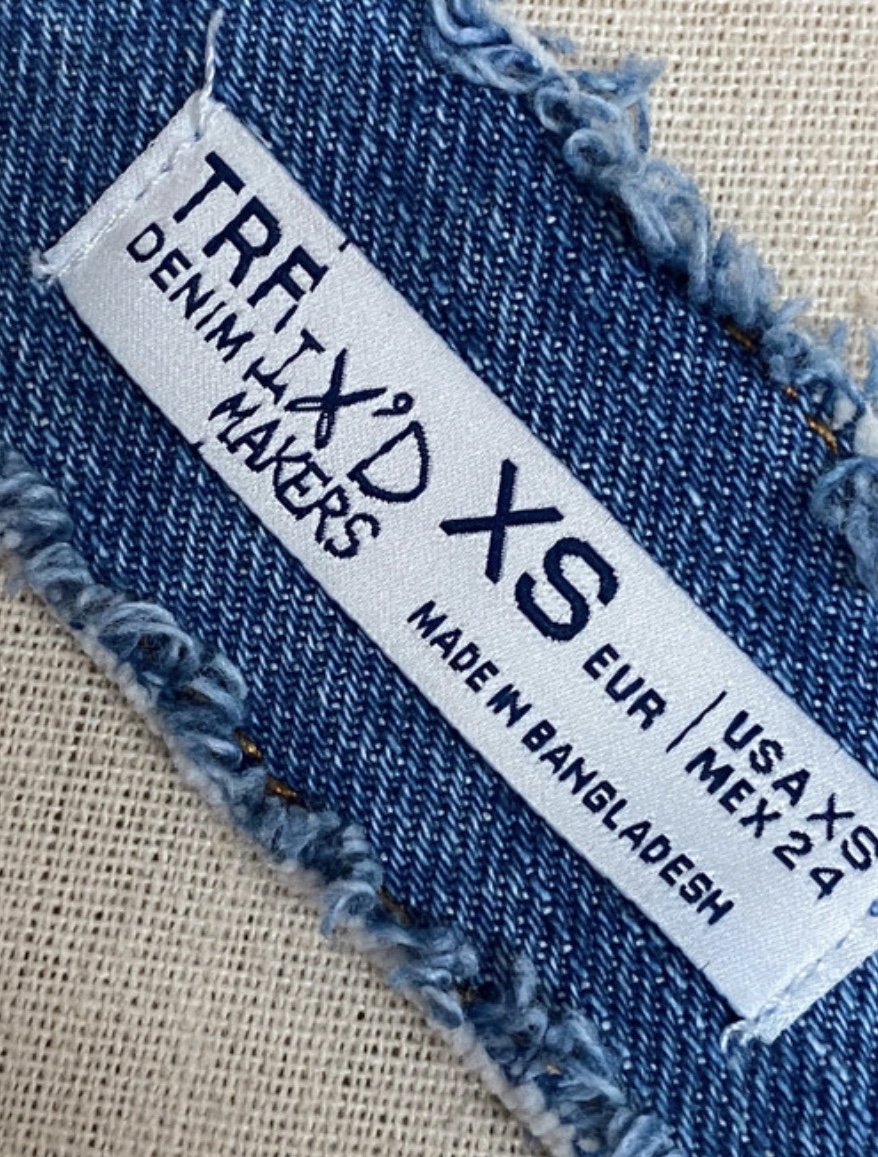 Blaues Used Look Denim Wickel Crop Top