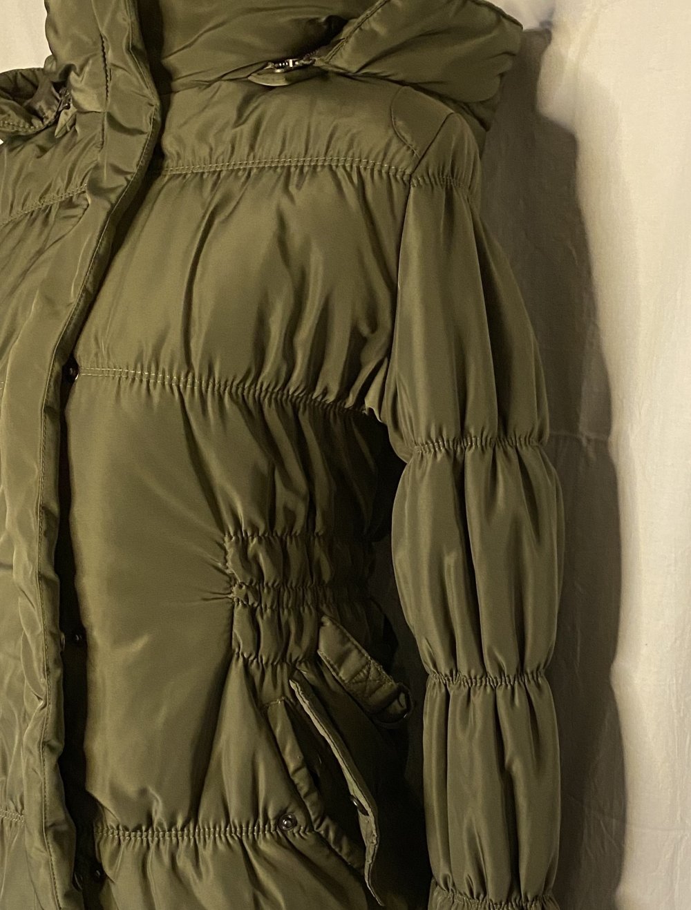 Oliv Grau Gefütterte Winter Jacke mit Kapuze