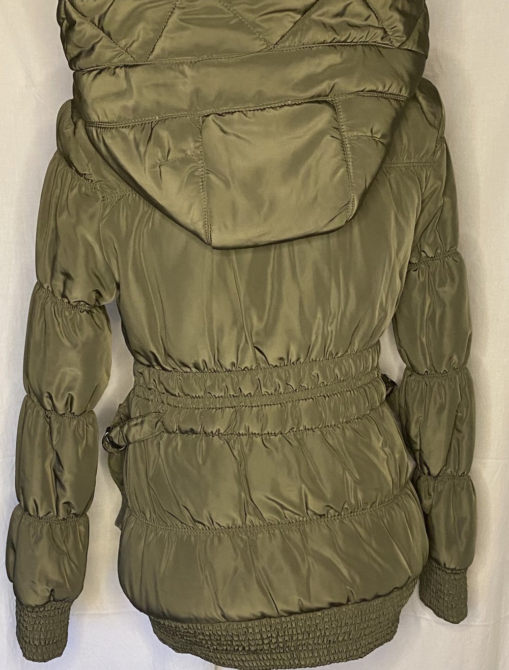 Oliv Grau Gefütterte Winter Jacke mit Kapuze