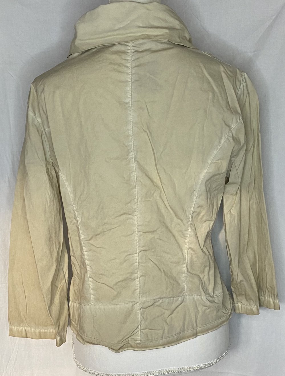 Beige-Creme geraffte Vintage Jacke