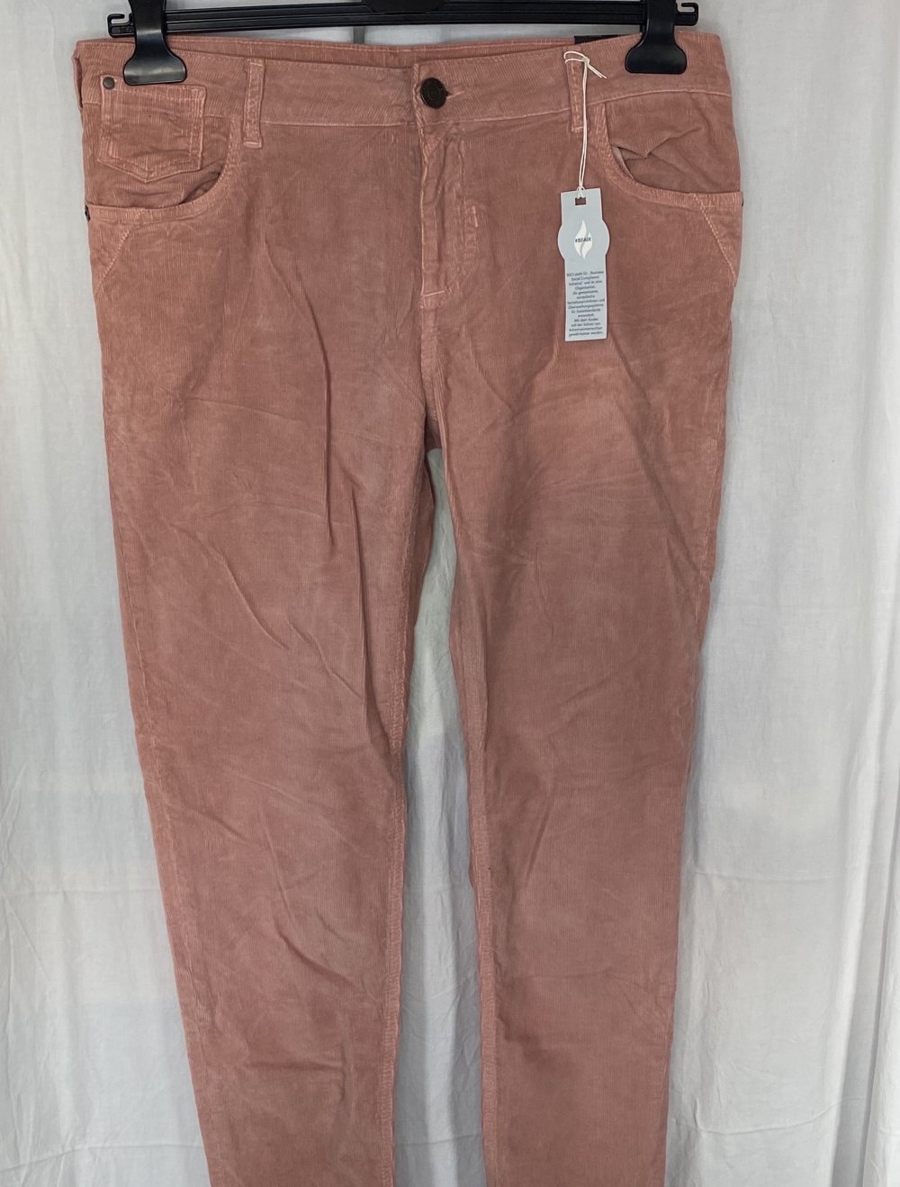 Rosa Samt Cord Skinny Low Hose