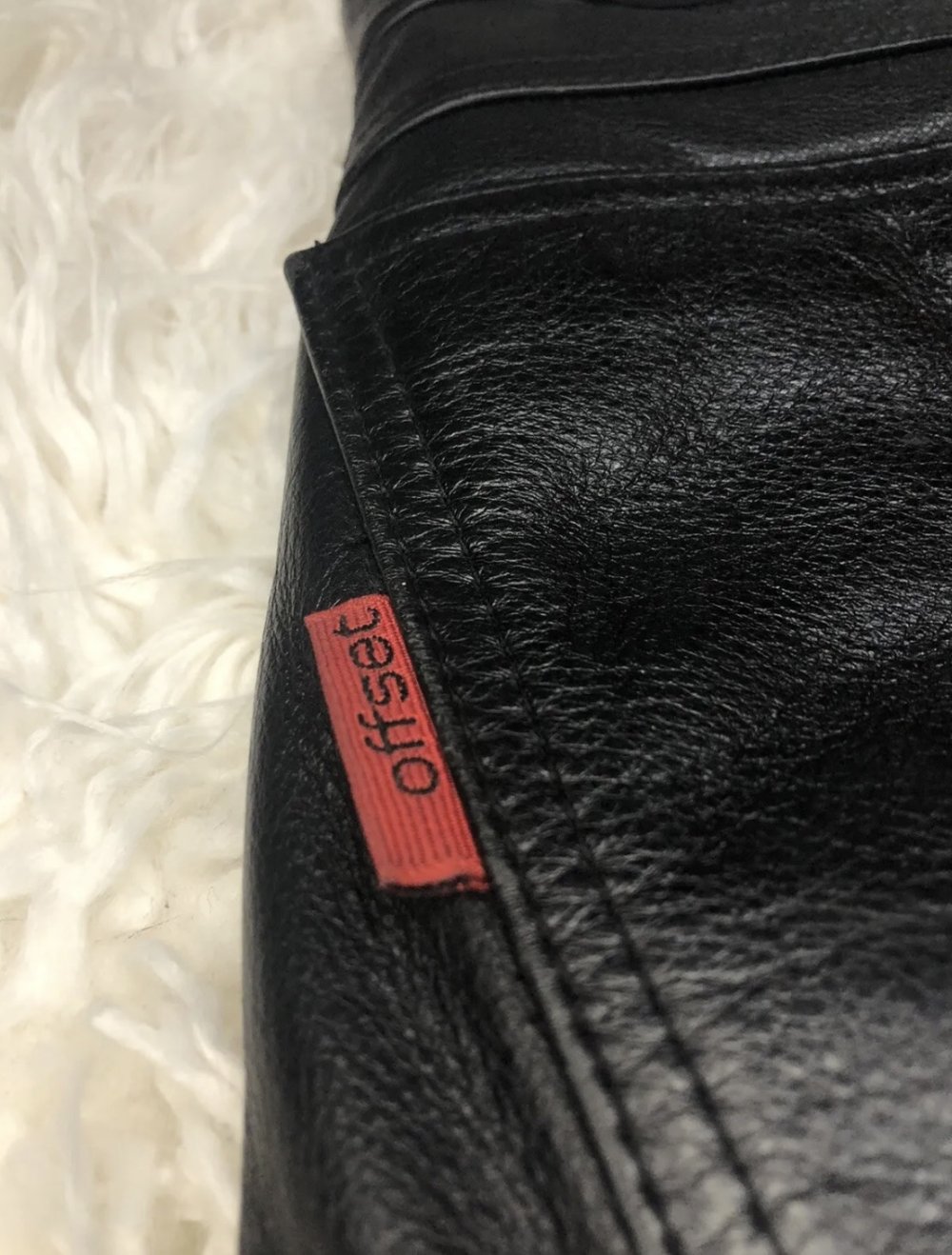 schwarze High Waist Biker Leder Hose