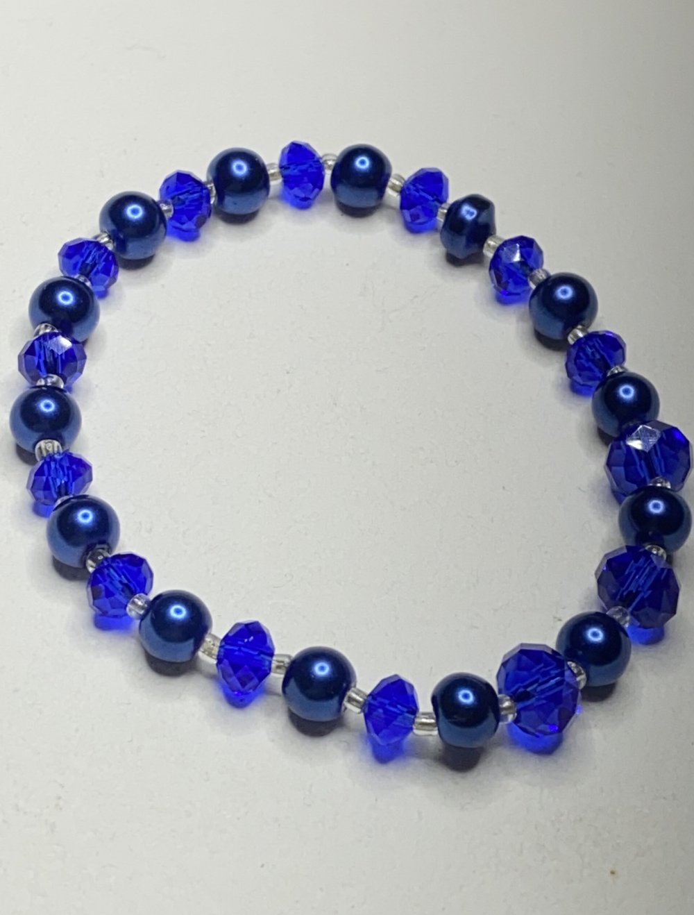 Blau Weißes Perlen Armband