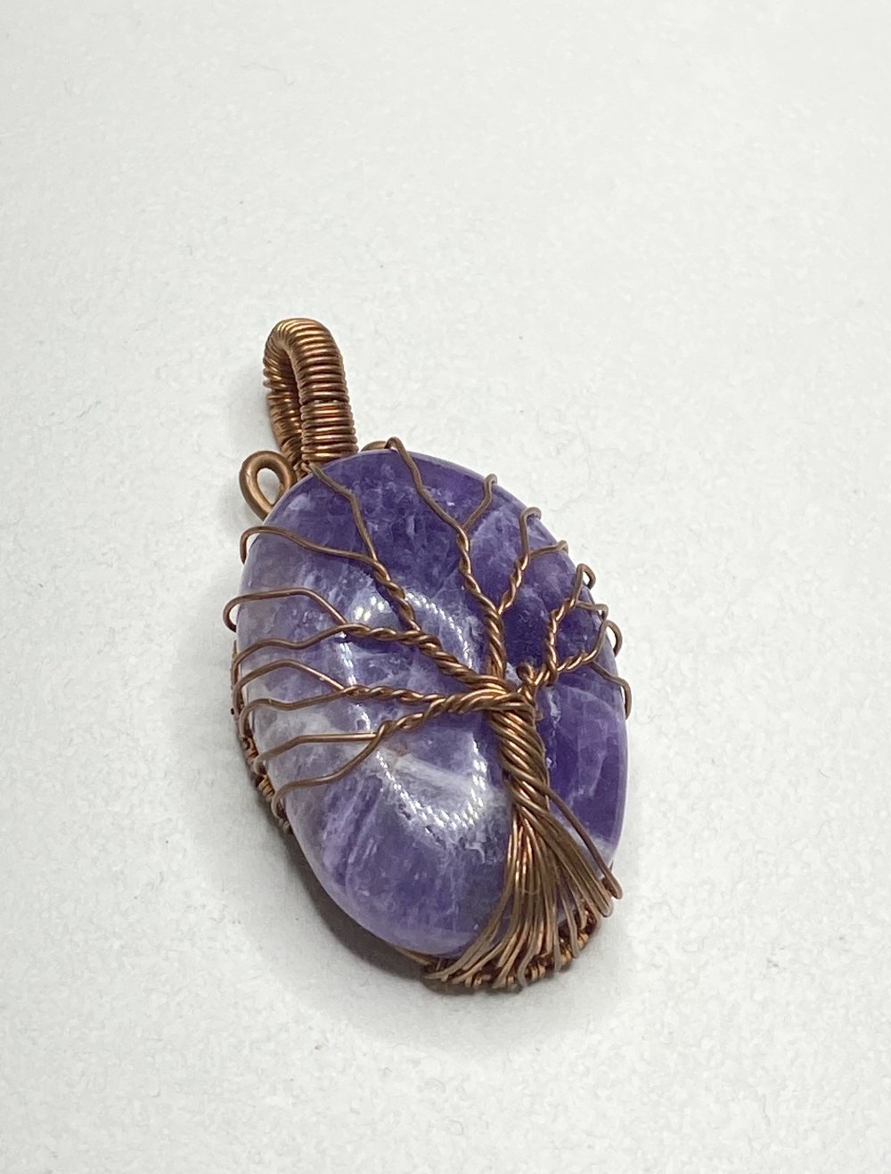 Amethyst Edelstein Wirewrapped Lebensbaum in Kupfer