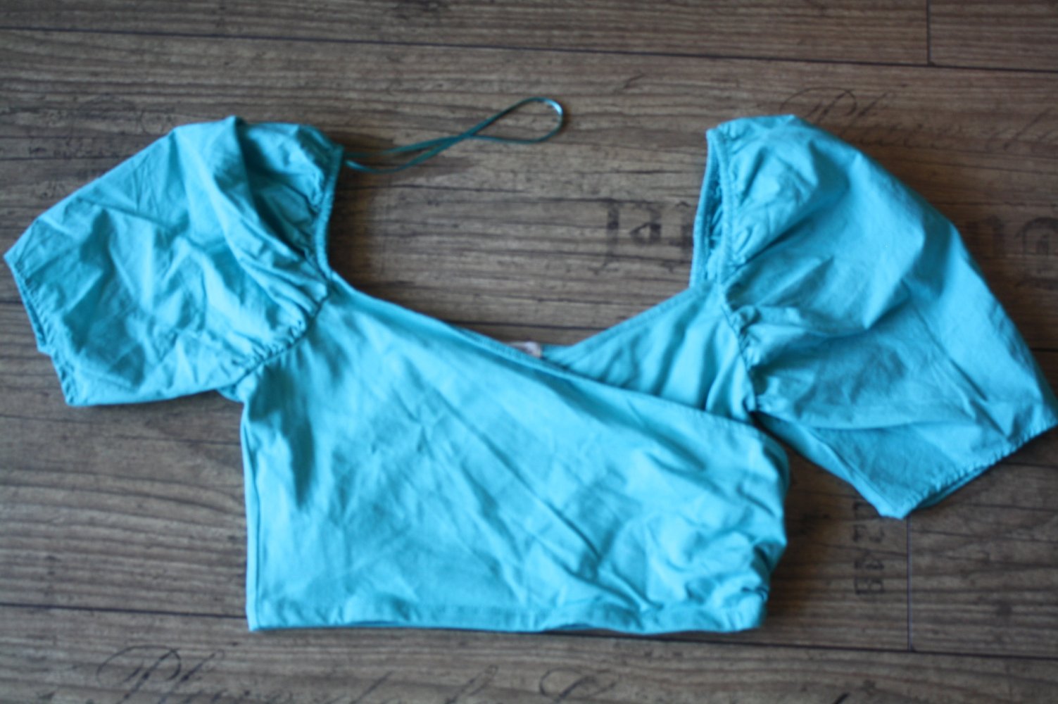 Türkisblau Top shirt Wickel Optik Coachella Pull&Bear 36 38 Crop cropped