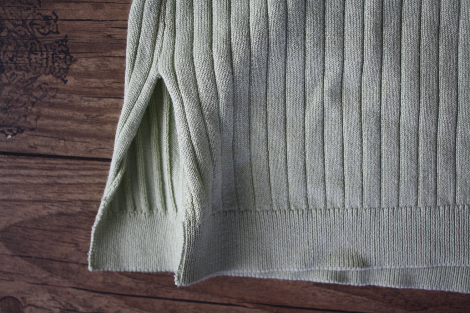 Rippenstrickpullover gerippter Pulli mintgrün mit Kragen xs 34 