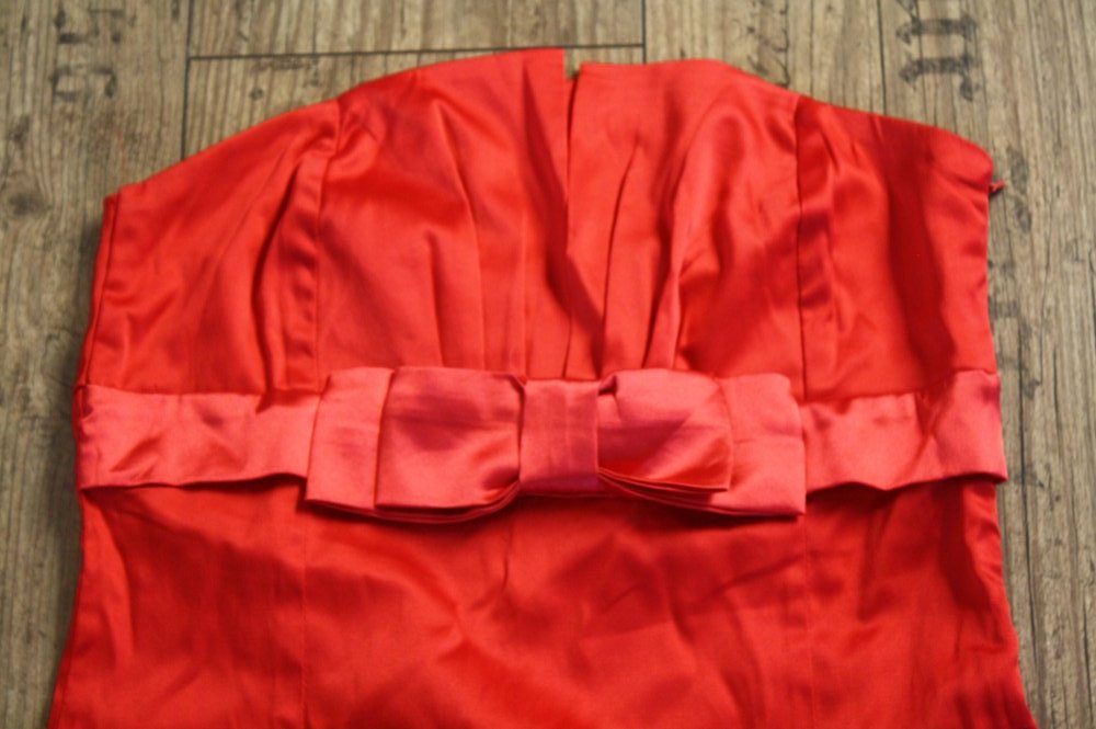 Rterokleid Vintage Minikleid Partykleid Red Dress Sexy Kleid Satinart Xs 34 wie neu