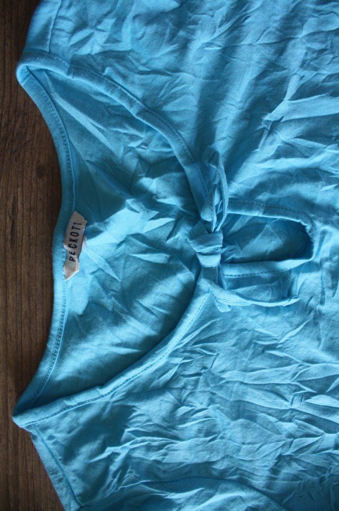 Peckott Türkises Shirt Tshirt Crincleshirt Sommershirt Jerseyshirt neuwertig 34 36 Basicshirt zum Schnüren