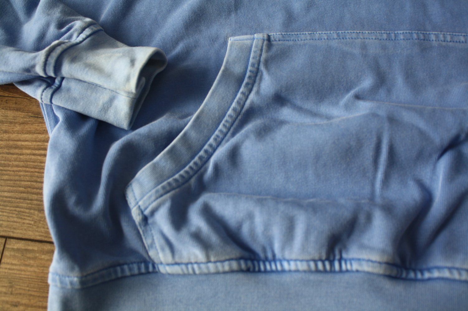 Camp David Kapuzenpulli Hoody mit Kapuze hellblau Used Vintage Style Gr L