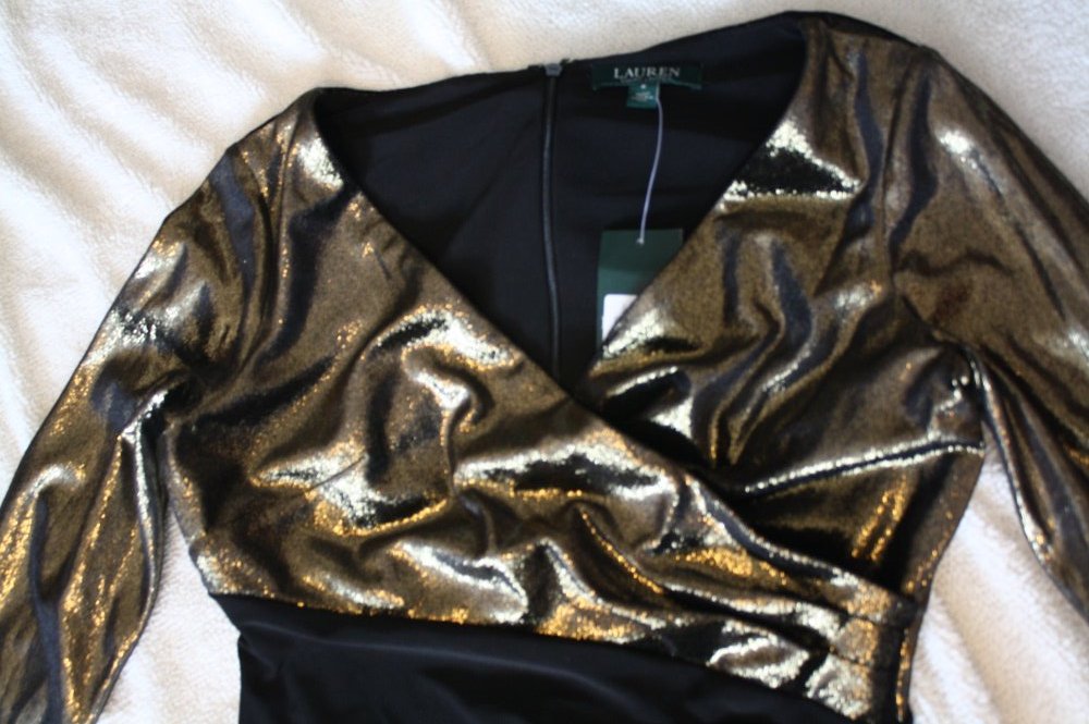 Ralph Lauren Neu/Etikett Abendkleid Luxus Galakleid bodenlang Maxikleid Gold/schwarz 38