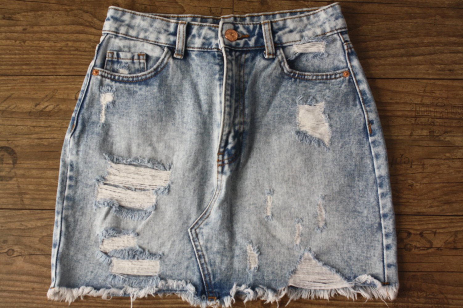 Ripped Jeansrock Minirock Denimrock sexy Rock Xs 34