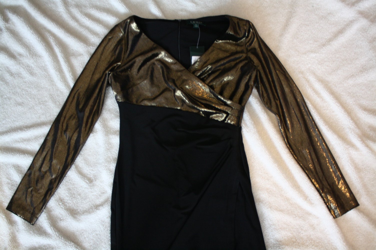 Ralph Lauren Neu/Etikett Abendkleid Luxus Galakleid bodenlang Maxikleid Gold/schwarz 38