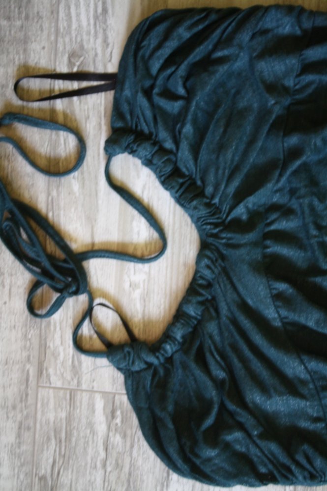 Vero Moda Trägershirt Neckholder Trägertop S 36 Vintage Retro petrolfarben neuwertig