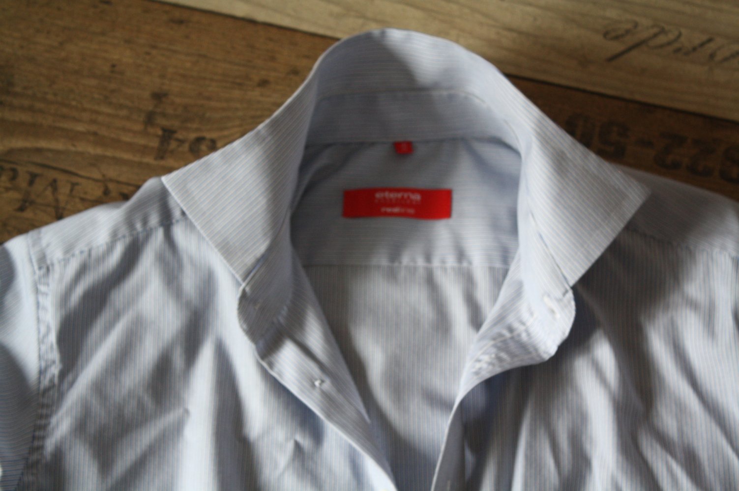 Eterna Business Herrenhemd Langarm XL Vintage Hellblau zart gestreift neu ohne Etikett