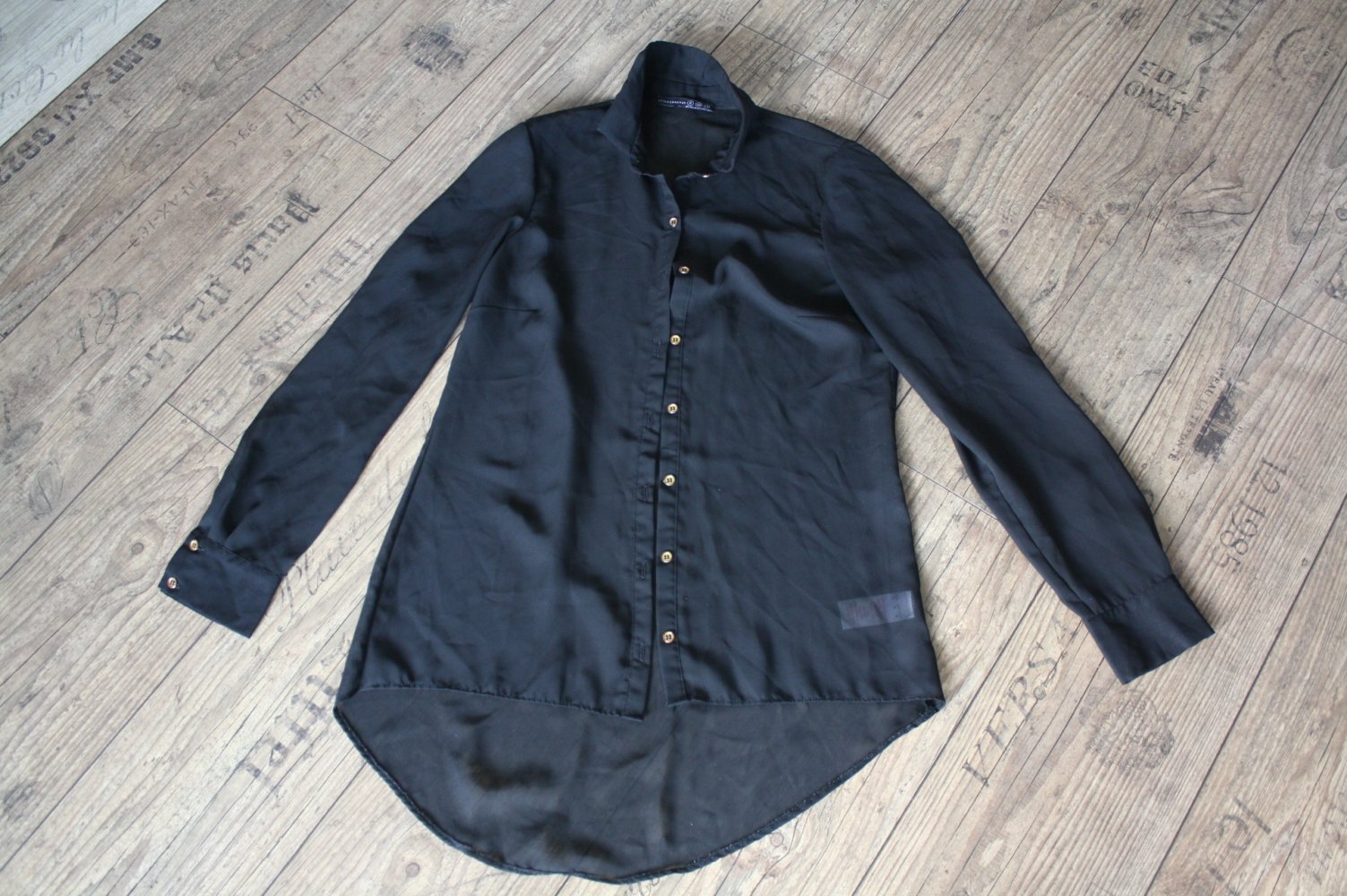 Longbluse Meshbluse lässig Long Bluse Retro y2k Urban Goth Grunge Metal XS S