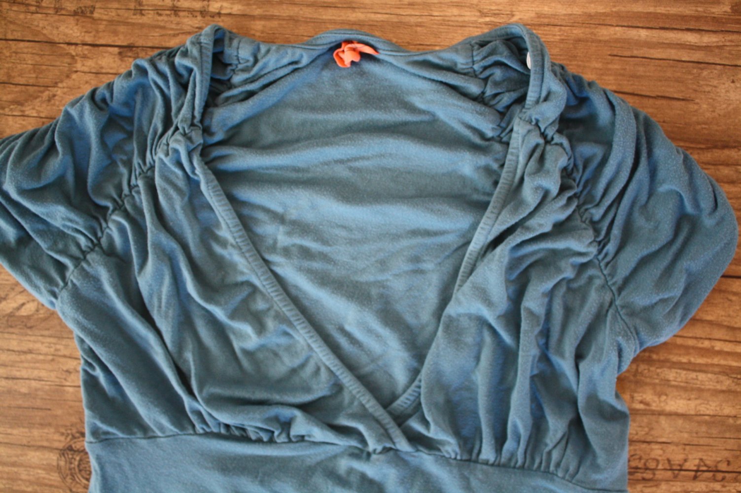 Gesmoktes Shirt von Object petrol blau Jerseyshirt Tshirt 34 36 Vintageshirt