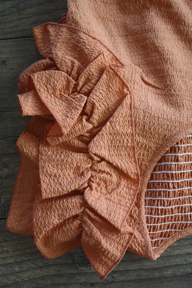 Kupferbraun Top gesmokt Crop Cropped Sommertop Shirt kurzes Croptop M Rüschenärmel Voilantärmel  Coachella Boho