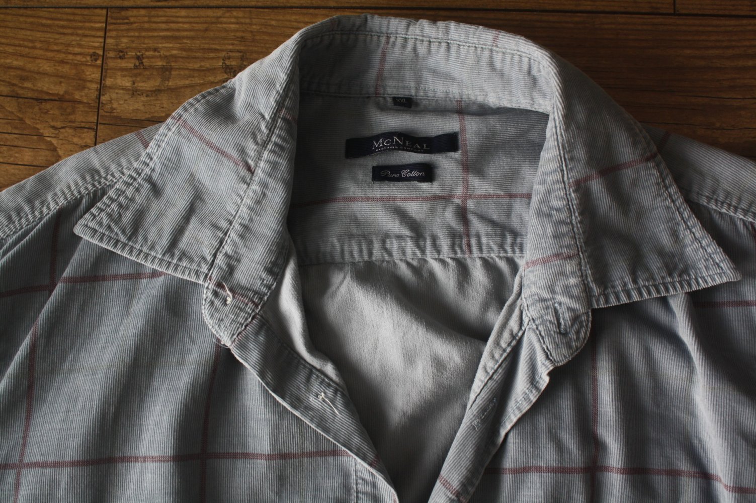 MC NEAL Herren Cordhemd hellblau kariert XXL Topzustand wie neu