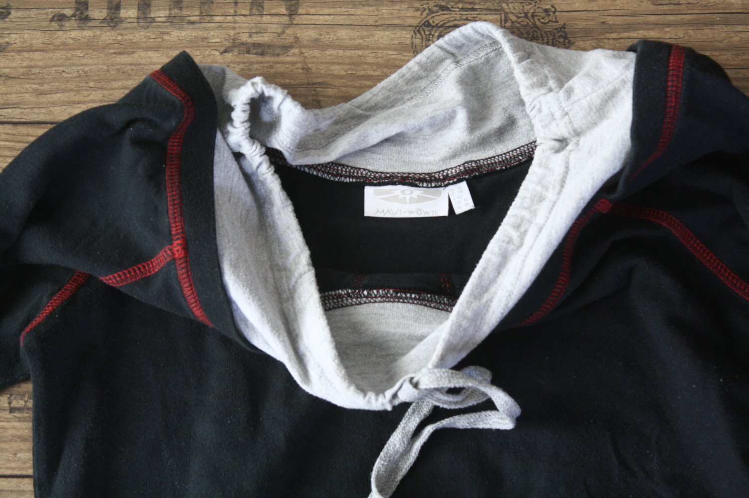 Mauwi Wowie Langarmshirt  Shirt grauschwarz Jerseyshirt schnürbar S 36