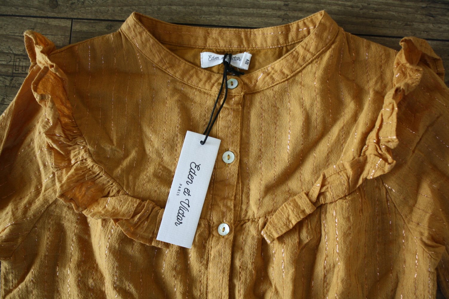 Rüschenbluse Eden&Victor Bluse Rüschen Bluse Langarm Gold Neu/Etikett 12 jahre 152