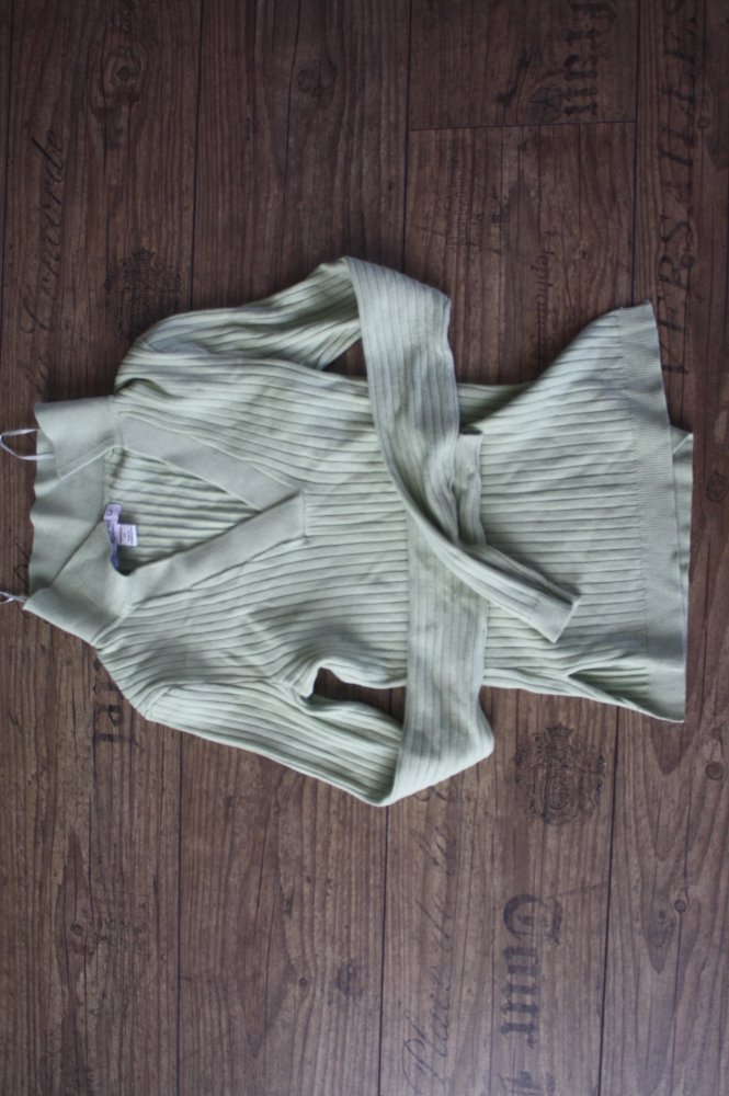 Rippenstrickpullover gerippter Pulli mintgrün mit Kragen xs 34 