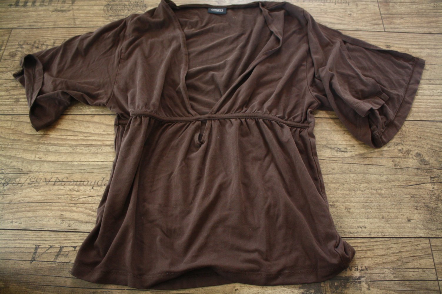 Conleys Shirt Tshirt Sommershirt Ärmel Jerseyshirt braunes Shirt 36 geschlitzte Ärmel offen