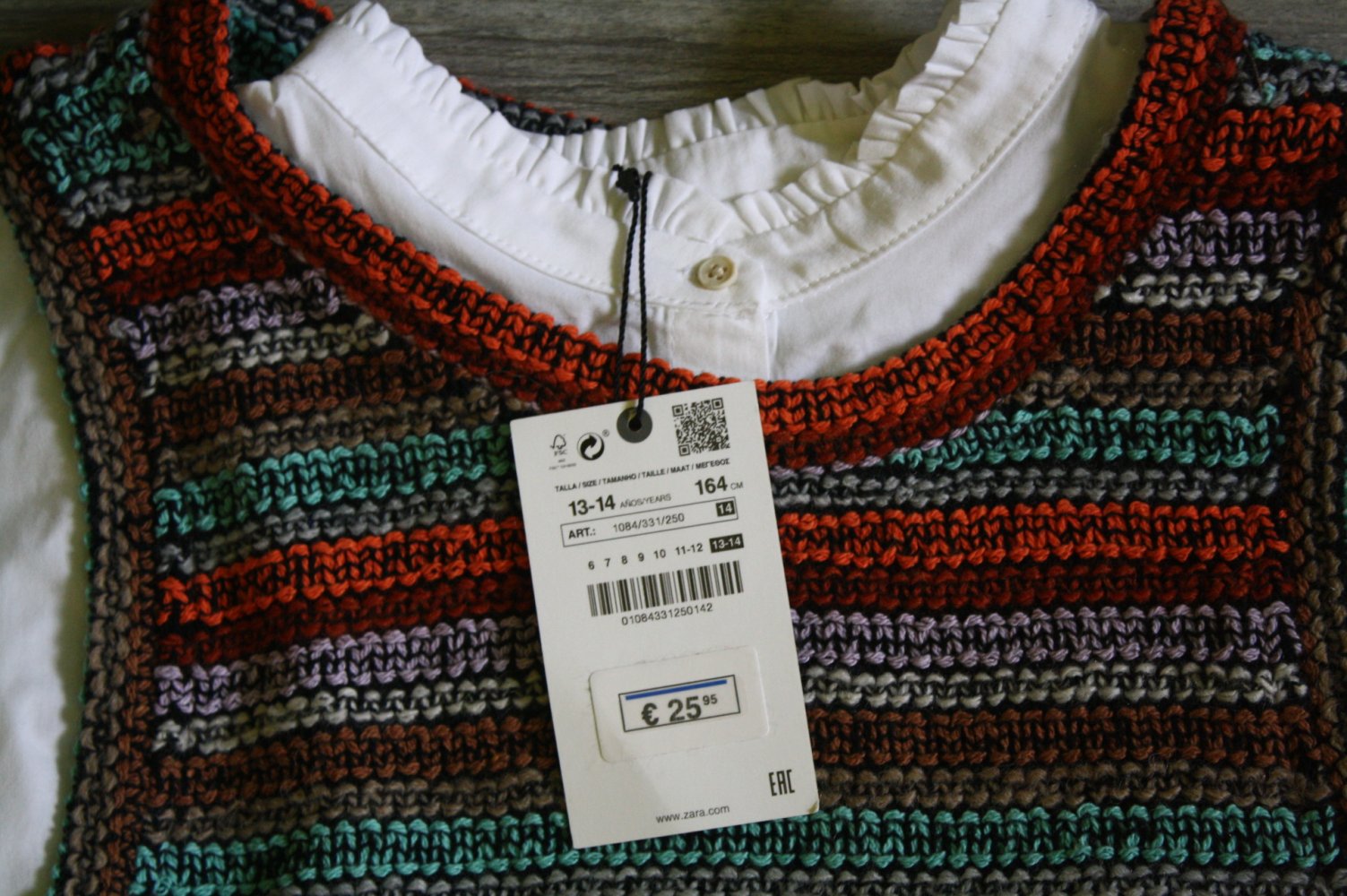 Neu/Etikett ZARA Bluse mit Strick Weste 2 in 1 Strickweste Folklore 13-14 Jahre 164 Tunika Mädels 