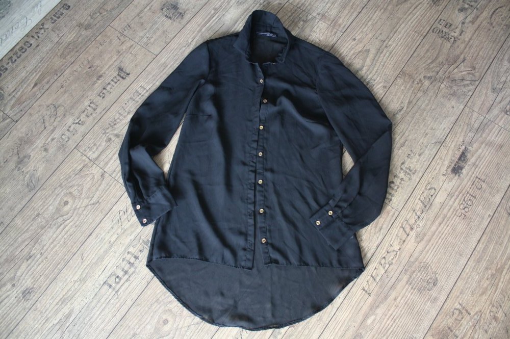 Longbluse Meshbluse lässig Long Bluse Retro y2k Urban Goth Grunge Metal XS S