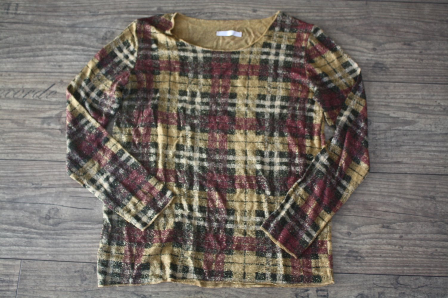 Mesh Kariertes Shirt leichtes zartes Shirt Sommershirt Langarmshirt braunkariert M L 40 