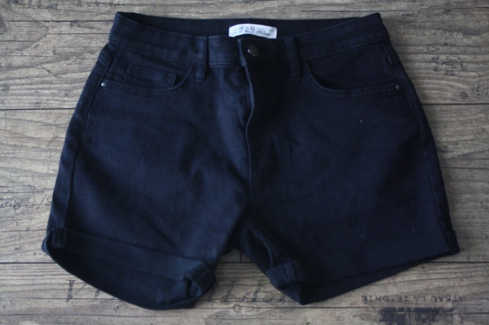 Denim&Co Schwarze Jeansshorts elastisch Sommershorts kurze Hose Jeansshorts Hotpan Stretch tiefschwarz 36 38