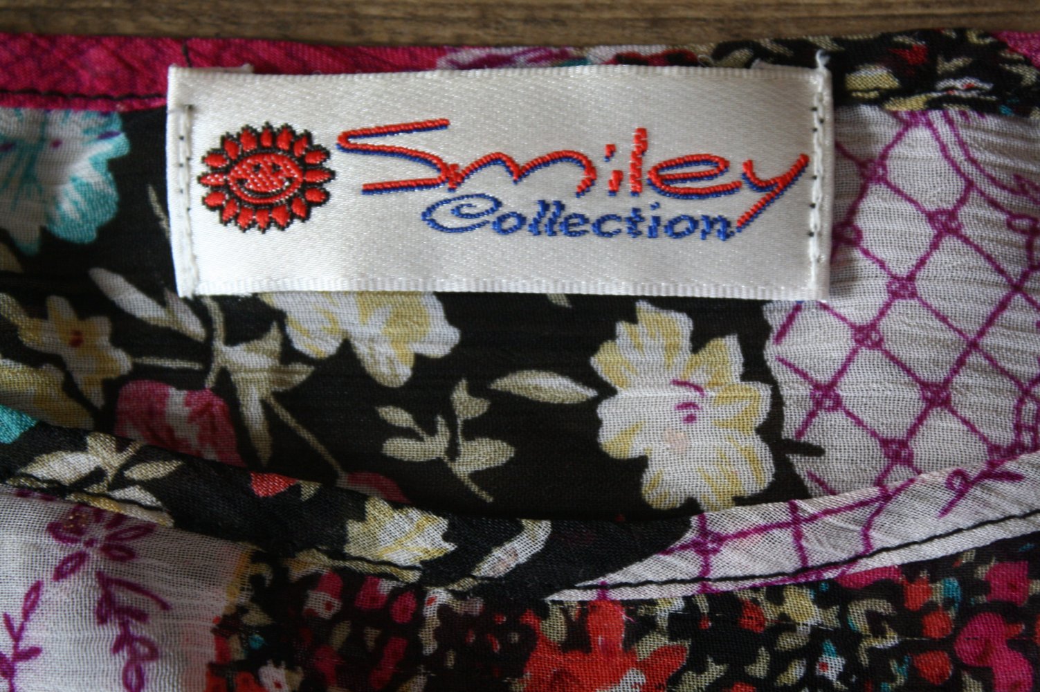 Smiley Collection Tunika bunte Bluse geschnürte Lässige Meshbluse Goa Hippie Ethno Goa 40 42