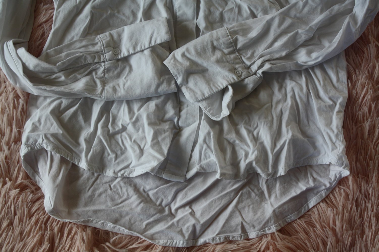 Coole Weisse Stretch Bluse Jerseybluse S M 38 40 unten abgerundet hinten länger