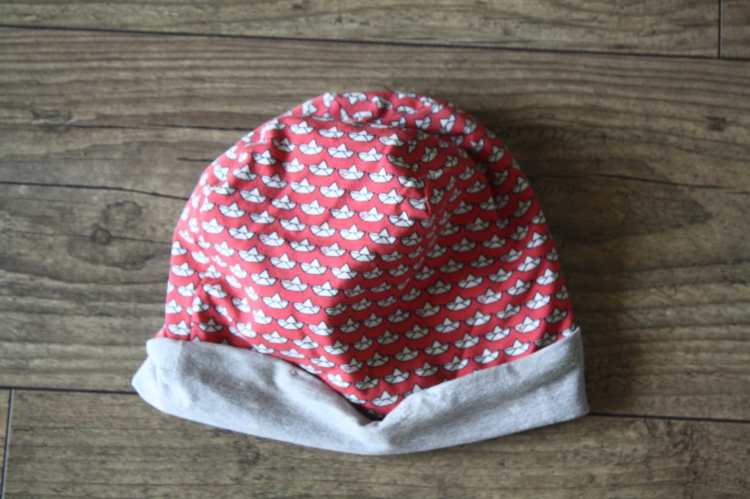 Kindermütze Wendemütze grau bunt 48 cm 1-2 Jahre Mädels oder Jungen