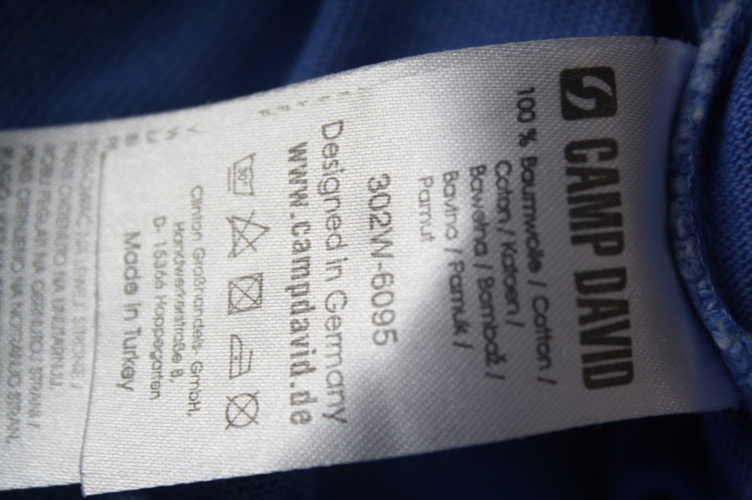 Camp David Kapuzenpulli Hoody mit Kapuze hellblau Used Vintage Style Gr L