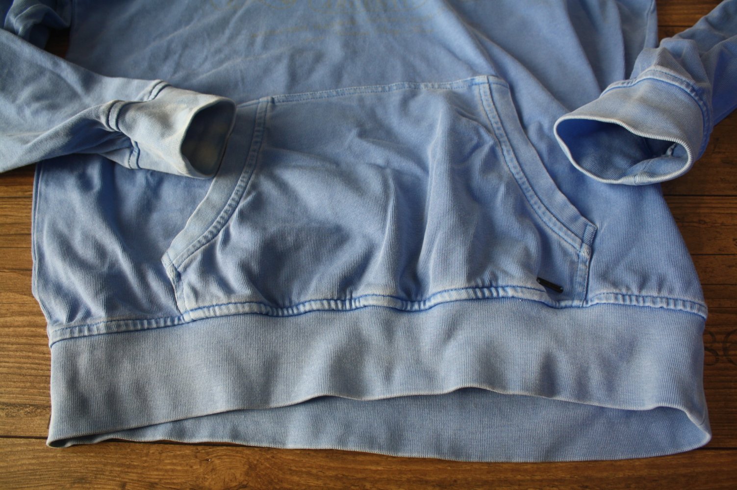 Camp David Kapuzenpulli Hoody mit Kapuze hellblau Used Vintage Style Gr L