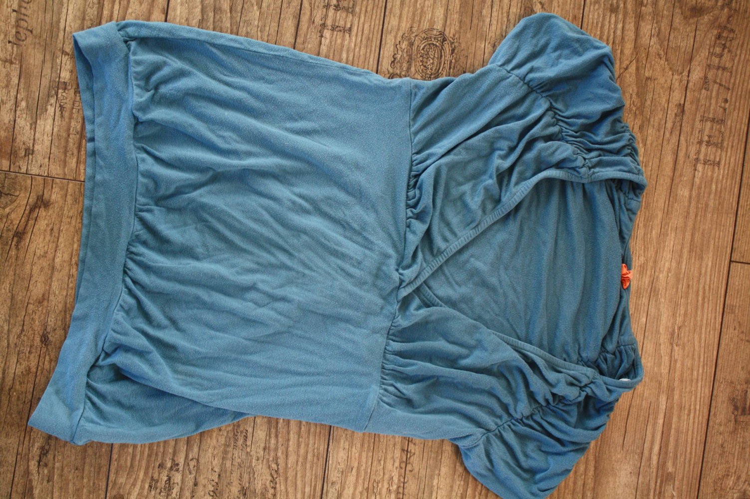 Gesmoktes Shirt von Object petrol blau Jerseyshirt Tshirt 34 36 Vintageshirt