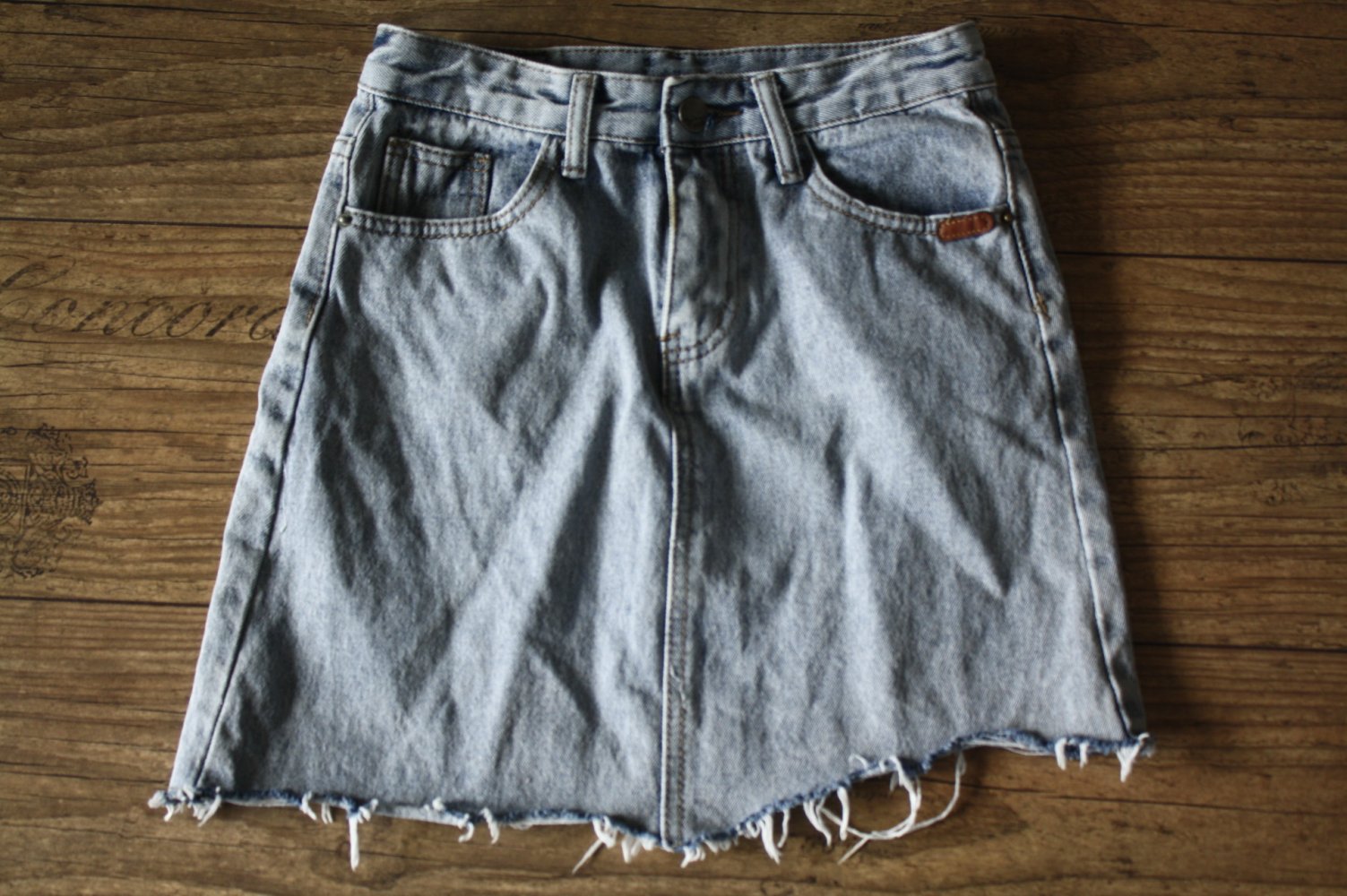 Minirock Jeansrock Distressed Used Ripped Wan Li  xs 34 hellblau Sexy Denimrock