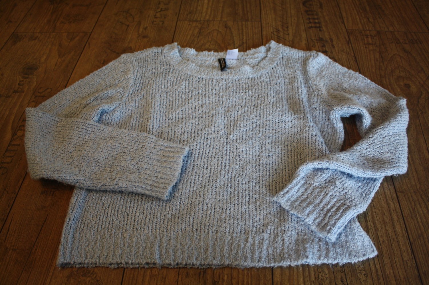 Hellblauer Strickpullover Strick Grobstrick S 36 Vintage Hippie Goa Pulli Strickpulli 