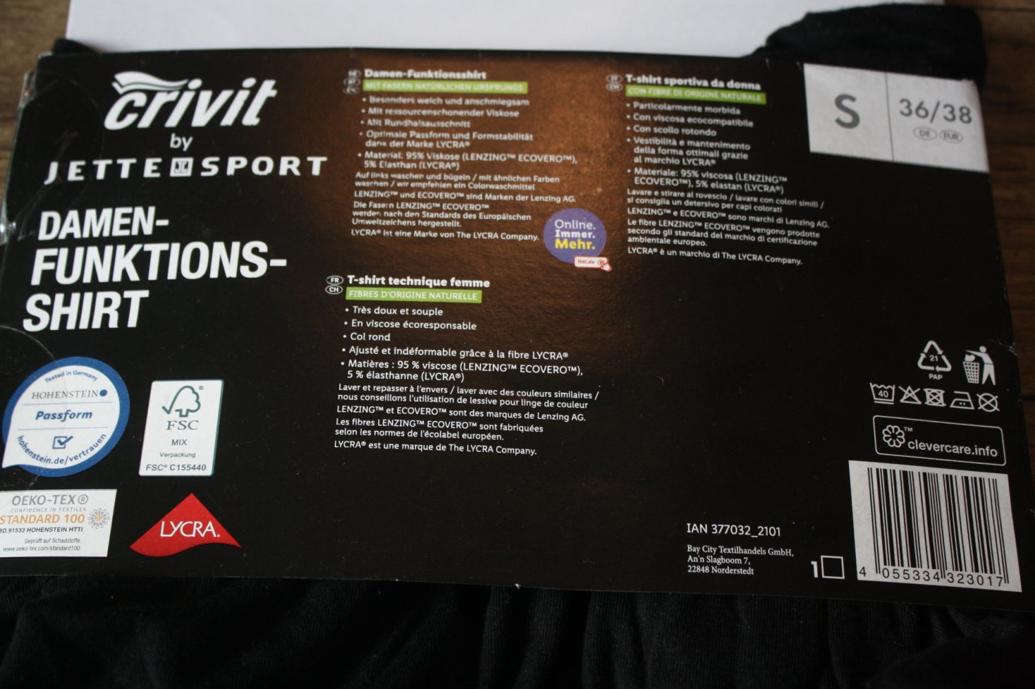 Jette Joop Shirt Tshirt Sportshirt M 38 nagelneu Verpackung  schwarz Basic Shirt Fitness Gym Yoga 